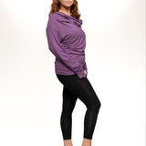 Purple Long Sleeve Cowl Neck Top with Thumbholes