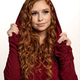 Red Cowl Neck Long Sleeve Top with Thumbholes