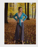 Paris Wide Leg, Flowy, Fold-over Waistband Gaucho Pants, Culottes in Mocha