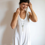 Pixie Sleeveless Hoodie Dress in White Bamboo Fabric