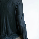Coconut Button Down Front Long Sleeve Top in Black