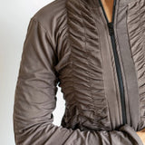 Mrs. Peacock Ruched Zip Front Jacket Mocha