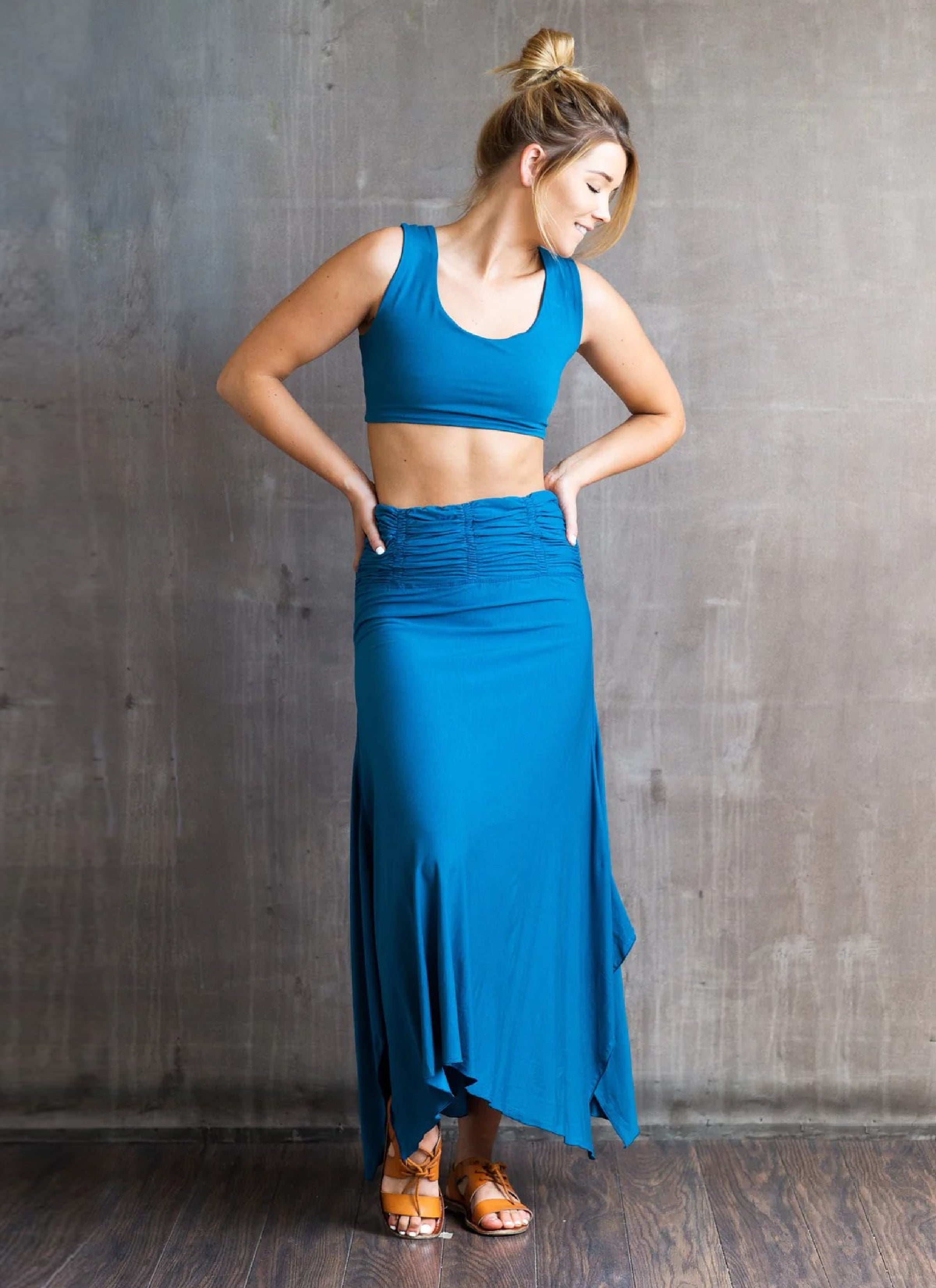  Shakti Ruched Waistband Long Maxi Skirt 5