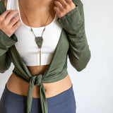 Olive Yoga Wrap Top: Ballet Tie Front Jacket