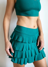 Darlene Ruffle Mini Skirt In Jasper Green