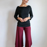 Leslie Backless Long Sleeve Shirt in Black