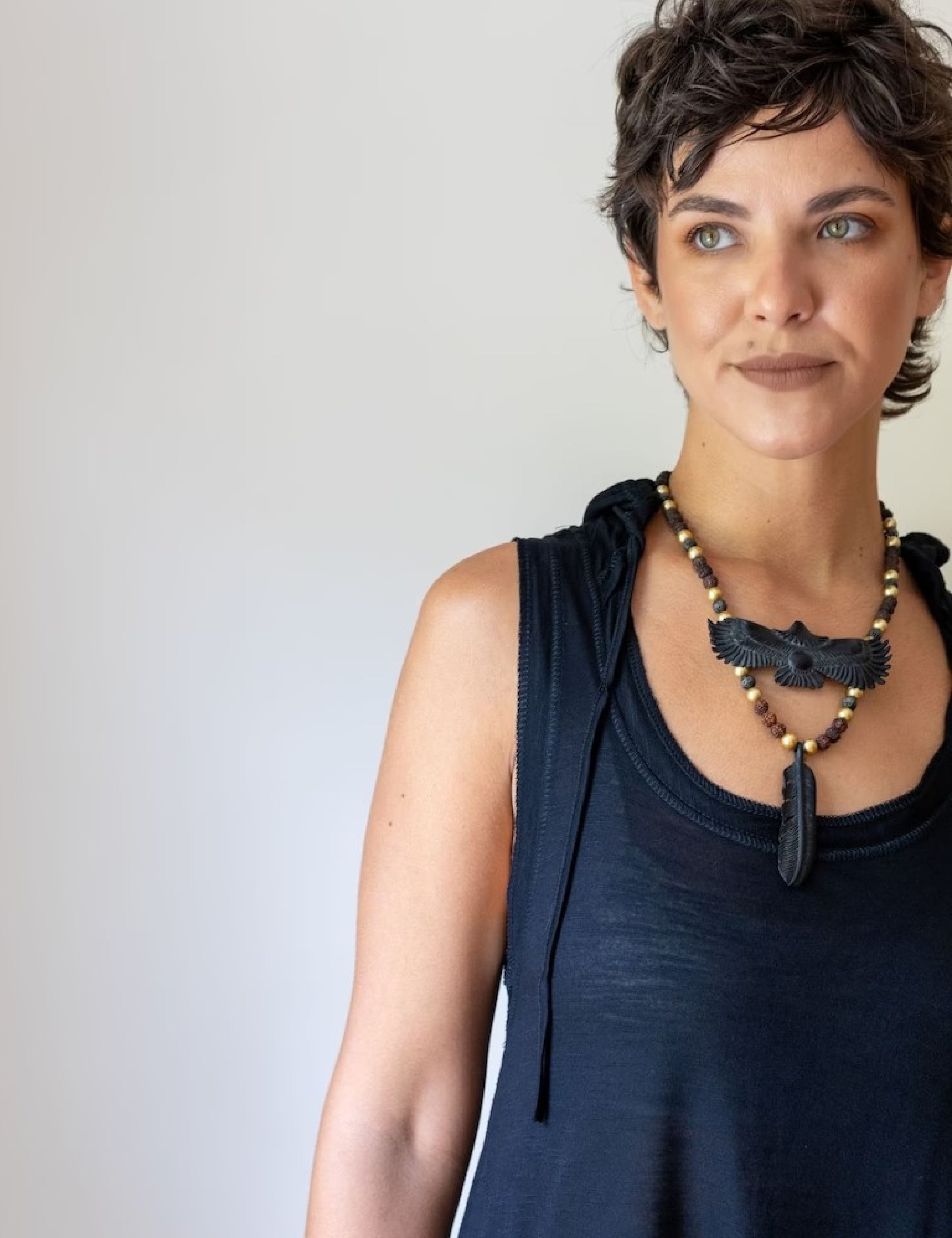 Pixie Sleeveless Hoodie Dress in Black
