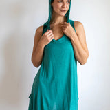 Pixie Sleeveless Hoodie Dress in Teal