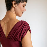 Knot Front Dress – Deep V Empire Waist Dress – Bamboo Rayon Sexy Date Night Dress – Sustainable Boho Evening Dress