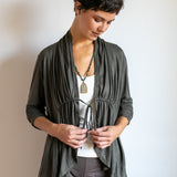 Tie in Front 3/4 Sleeve Jacket Olive