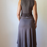 Athena Sleeveless Empire Ruched Waist Goddess Dress in Mocha