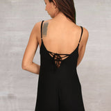 Anjali Loose Fitting Onepiece Womens Jumpsuit Romper in Black Bamboo