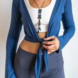 Indigo Ballet Wrap Jacket: Yoga Cover-Up Top