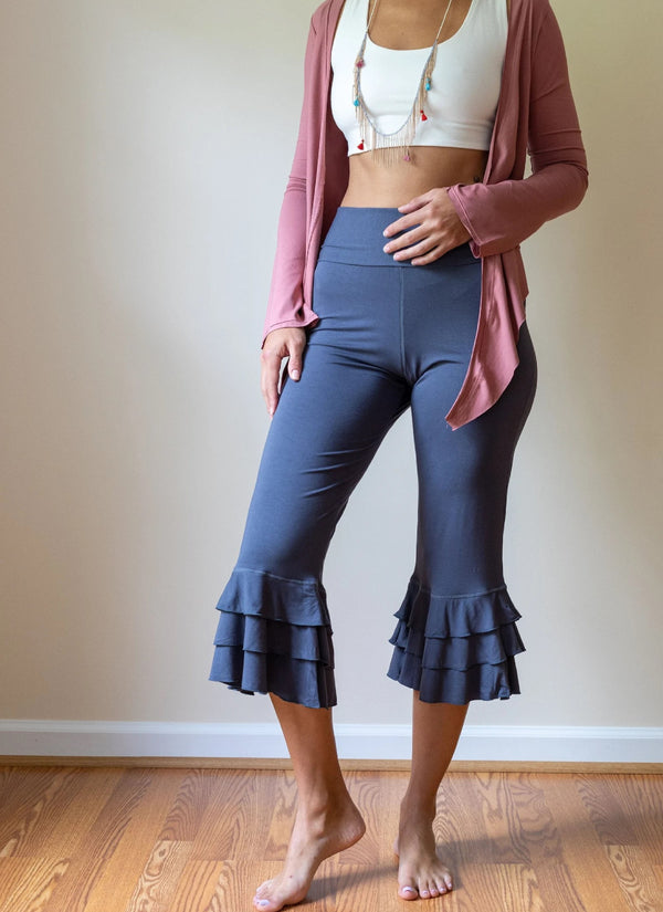 Darlene Ruffle Bloomer Yoga Pants in Grey