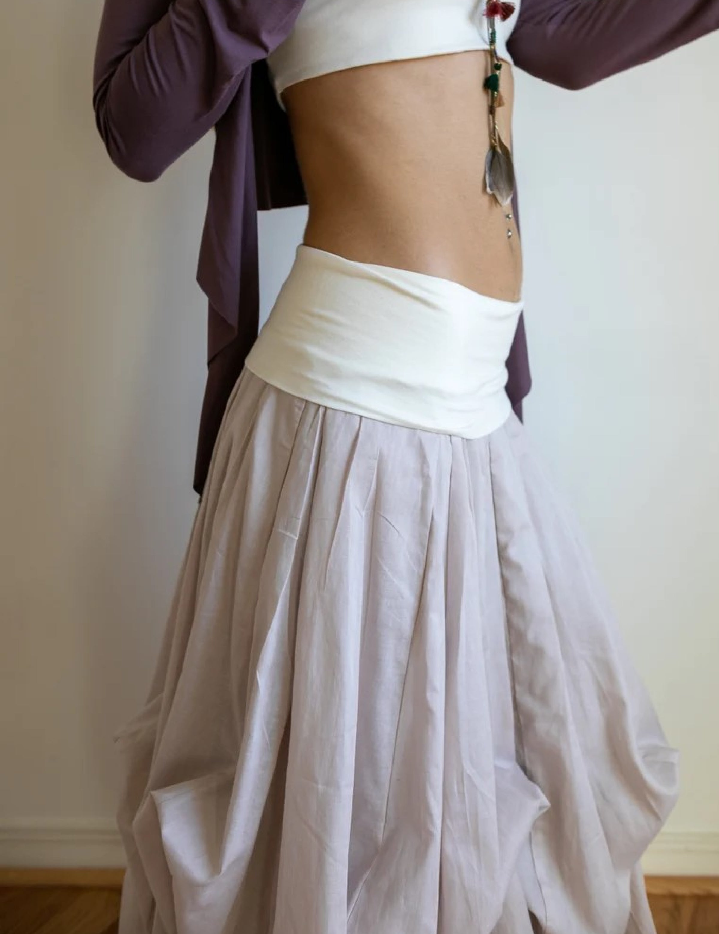 Blooming Lotus Multiple Ties Adjustable Length Skirt In Oatmeal