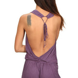 Women's One-piece Cowl Neck Halter Top Backless Yoga Jumpsuit / Romper / Onesie in Amethyst