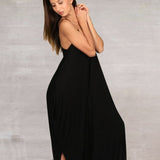 Anjali Loose Fitting Onepiece Womens Jumpsuit Romper in Black Bamboo