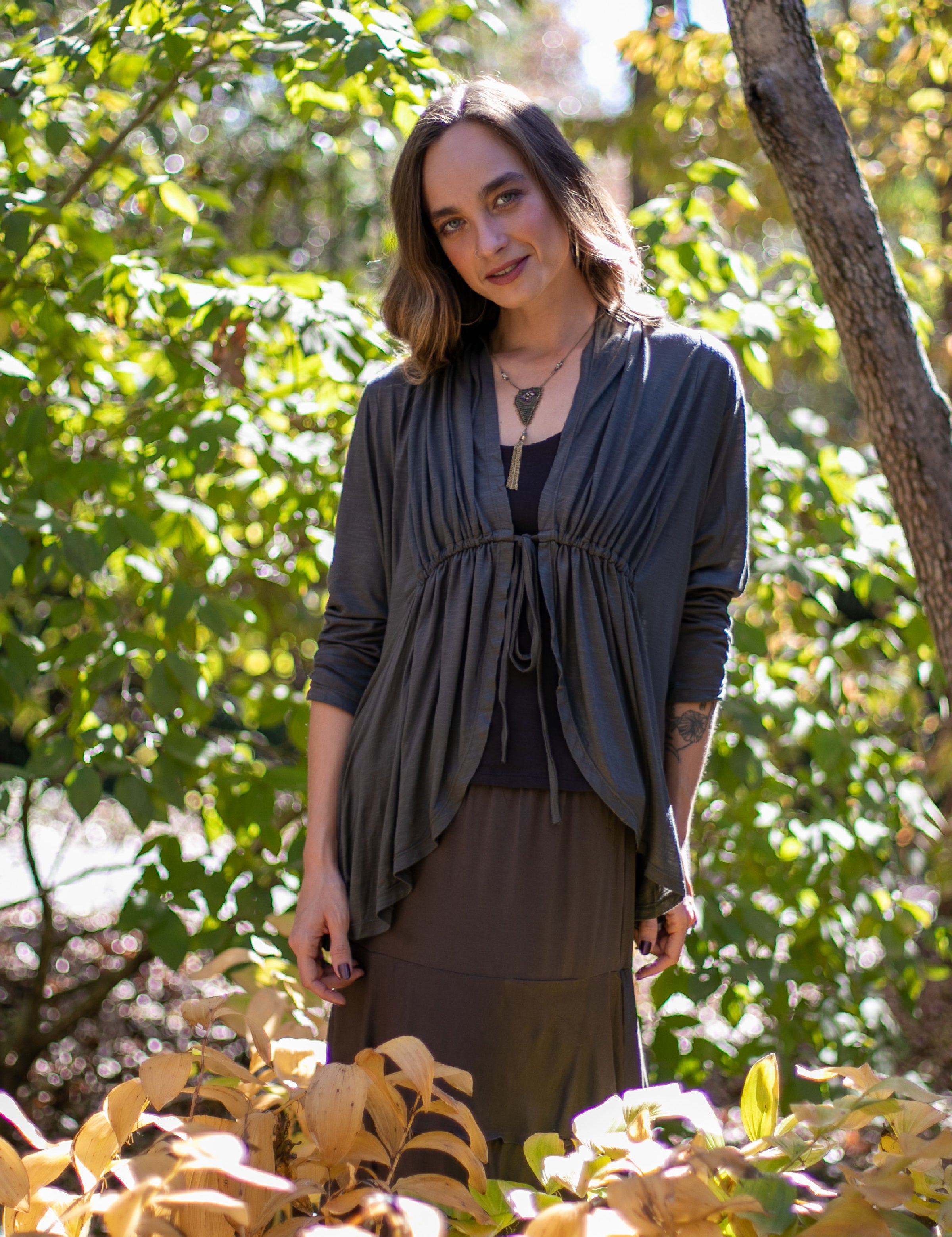 Lydia Maxi Skirt with Ruffles in Mocha