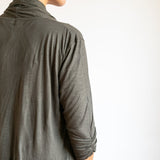 Tie in Front 3/4 Sleeve Jacket Olive