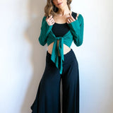 Jasper Green Ballet Wrap Jacket: Yoga Cover-Up Top