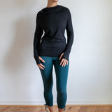 Ruched, Cinched Leggings with Side Ties in Dark Teal