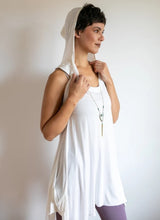 Pixie Sleeveless Hoodie Dress in White Bamboo Fabric