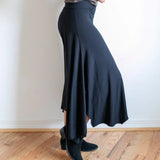 Paris Wide Leg High Waist Gaucho Pants with Fold Over Waistband in Black