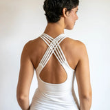 Faith Strappy Yoga Tank Top with Built in Bra in White
