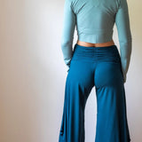 Ruched Waistband Gaucho Pants in Black