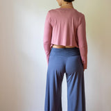 Ruched Waistband Gaucho Pants in Gray