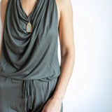 Halter Jumpsuit – Boho Flowy Rayon Cover Up, Travel Outfit, Date Night Style