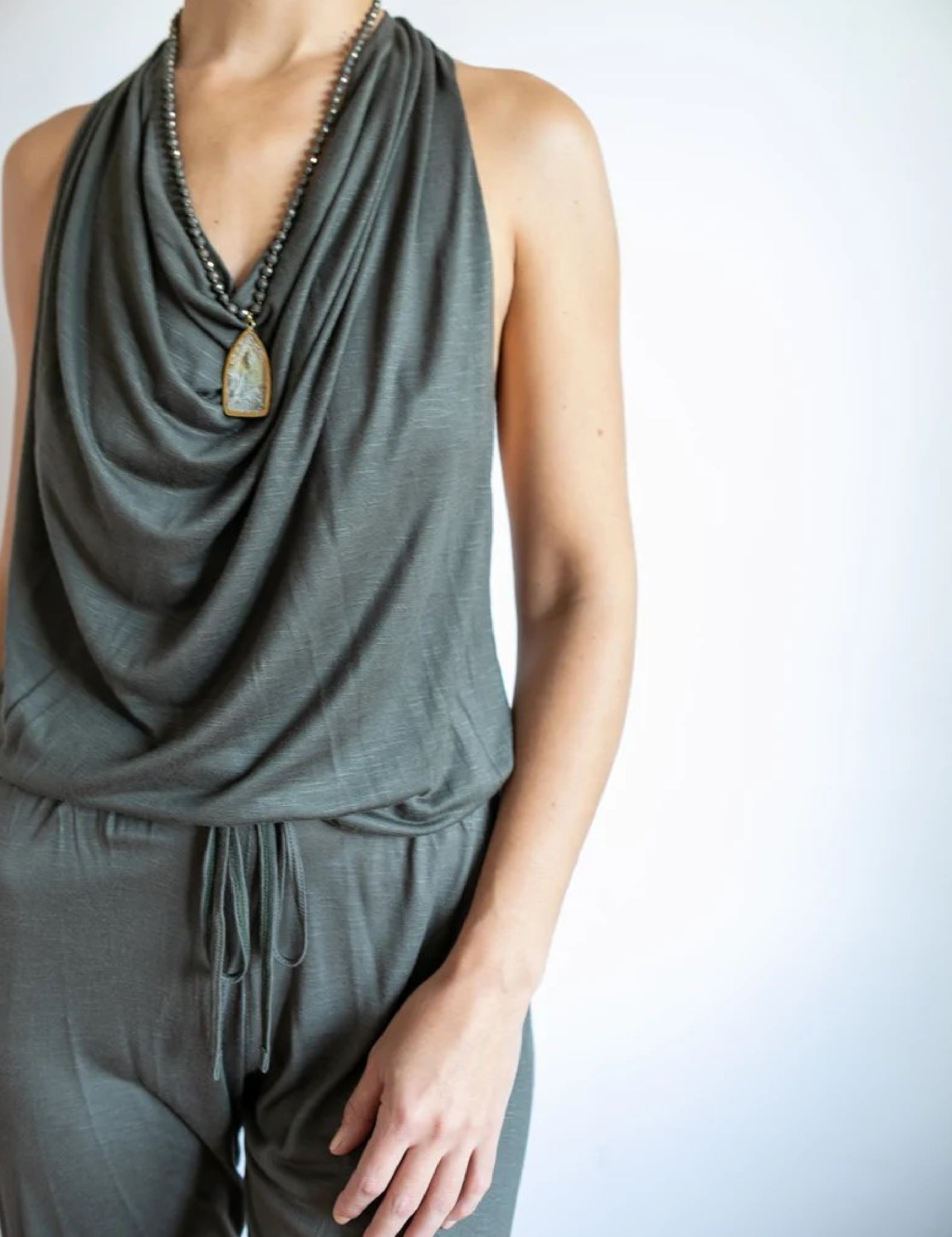Halter Jumpsuit – Boho Flowy Rayon Cover Up, Travel Outfit, Date Night Style