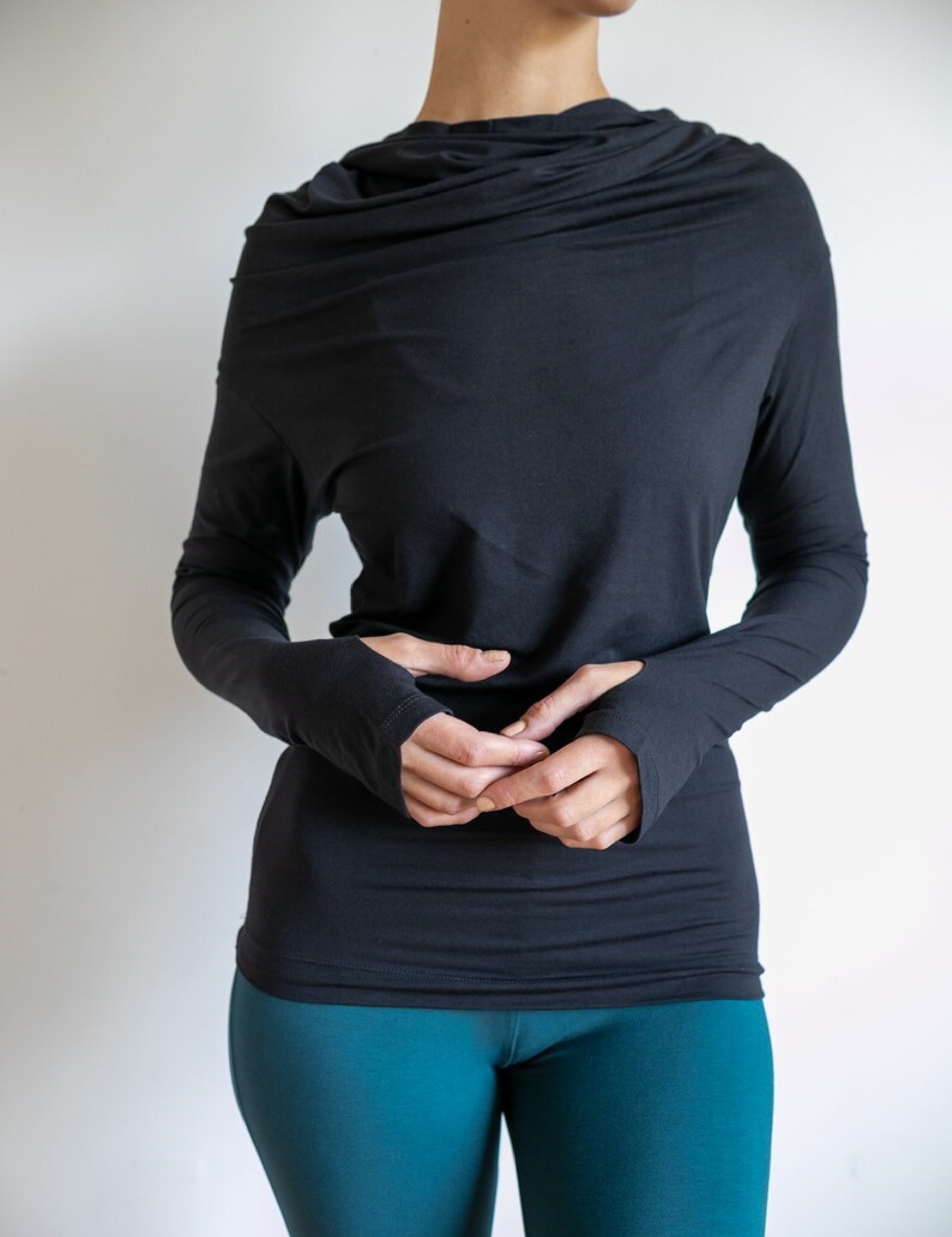 Ruched, Cinched Leggings with Side Ties in Dark Teal