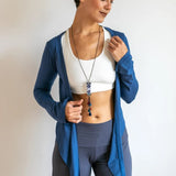Indigo Ballet Wrap Jacket: Yoga Cover-Up Top