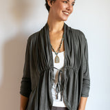 Tie in Front 3/4 Sleeve Jacket Olive