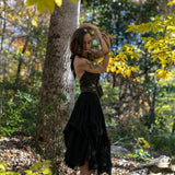Blooming Lotus Multi Layer with Ties Adjustable Length Skirt In Black