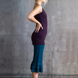 Extra Long Eggplant Woven Back Yoga Tank Top with Built-In Bra | Cotton Lycra Athletic Clothing