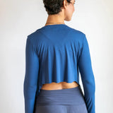 Indigo Ballet Wrap Jacket: Yoga Cover-Up Top