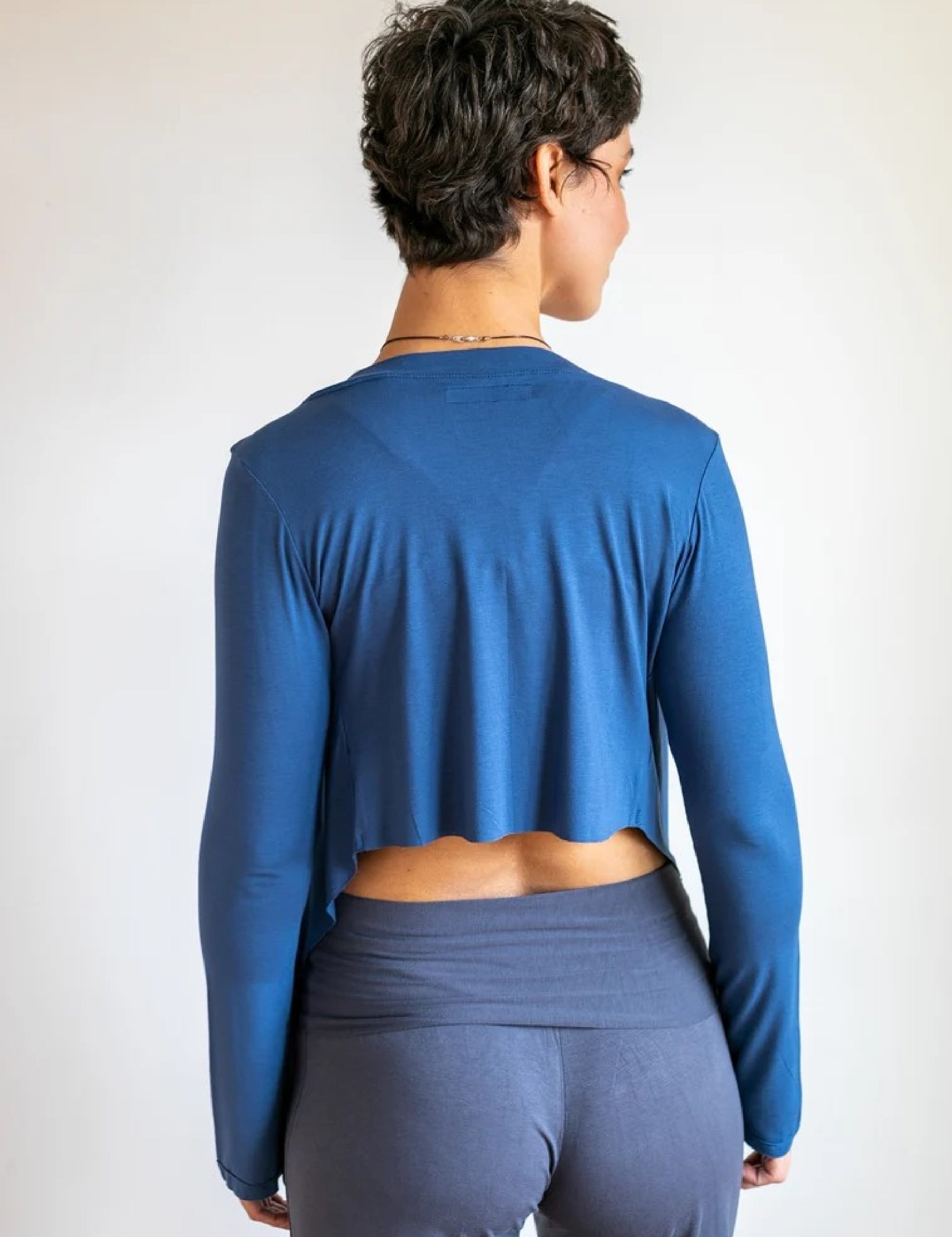 Indigo Ballet Wrap Jacket: Yoga Cover-Up Top