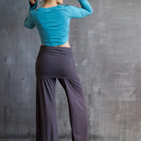 Straight Leg Palazzo Yoga Pants with Miniskirt in White