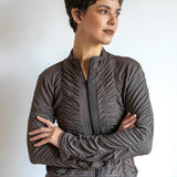 Mrs. Peacock Ruched Zip Front Jacket Mocha