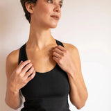 Faith Strappy Yoga Tank Top with Built in Bra in Black