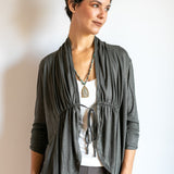 Tie in Front 3/4 Sleeve Jacket Olive
