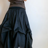 Blooming Lotus Multi Layer with Ties Adjustable Length Skirt In Black