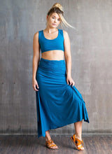 Shakti Ruched Waistband Long Maxi Skirt in Black