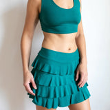 Darlene Ruffle Mini Skirt In Jasper Green