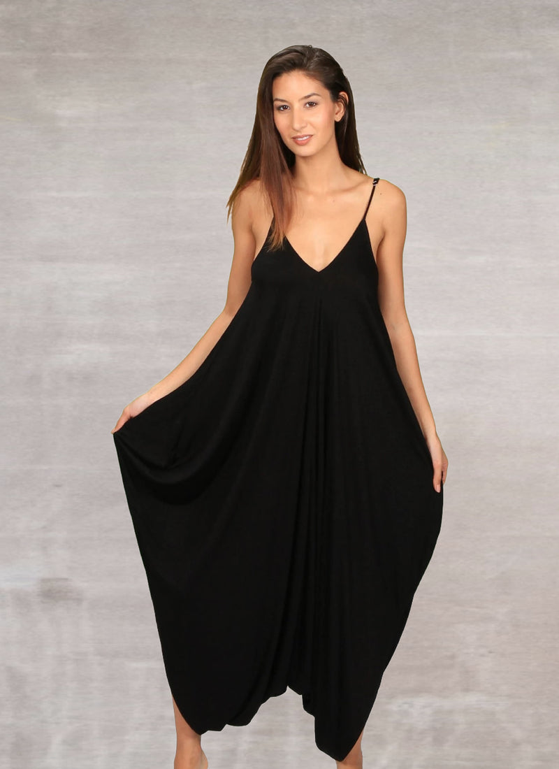 Evelina Onepiece Yoga Jumpsuit, Onesie, Romper in Black