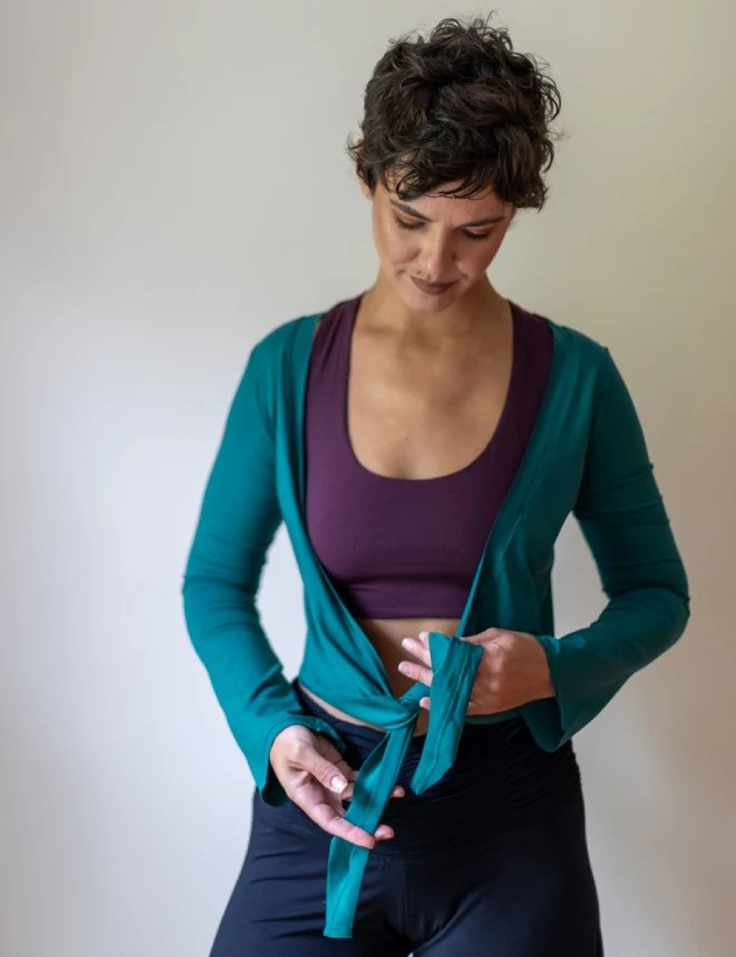 Jasper Green Ballet Wrap Jacket: Yoga Cover-Up Top