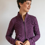 Mrs. Peacock Ruched Zip Front Jacket Eggplant