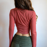 Ruched Waistband Gaucho Pants in Gray